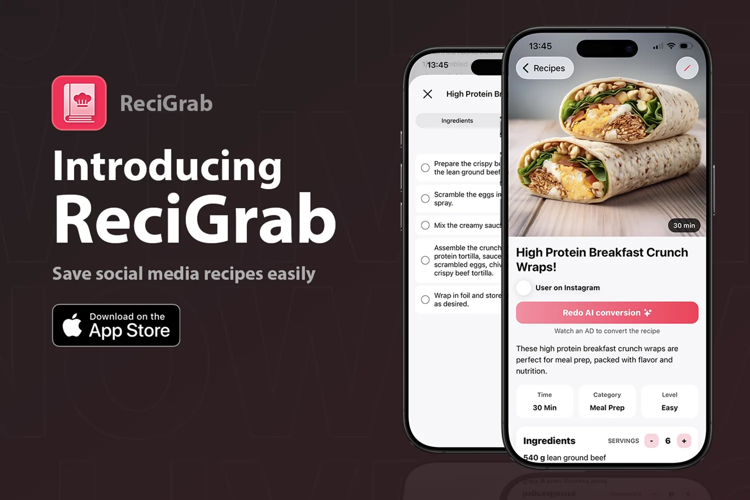 ReciGrab mobile app preview